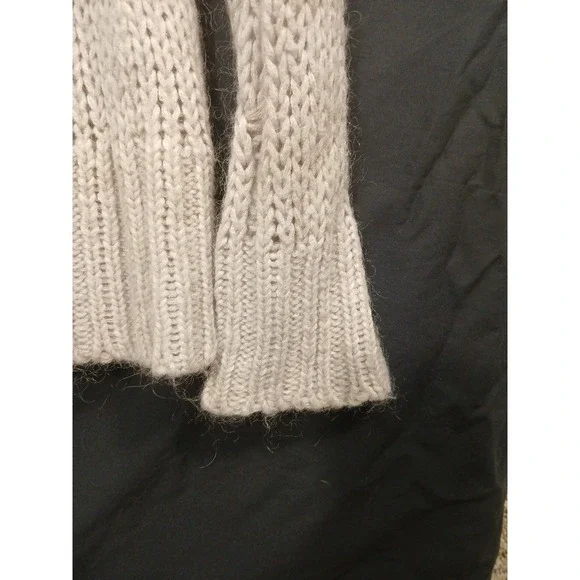 Aerie Ivory Cable Knitted Sweater •Rounded Neckline • Size Large Wool Mohair - Picture 6 of 7